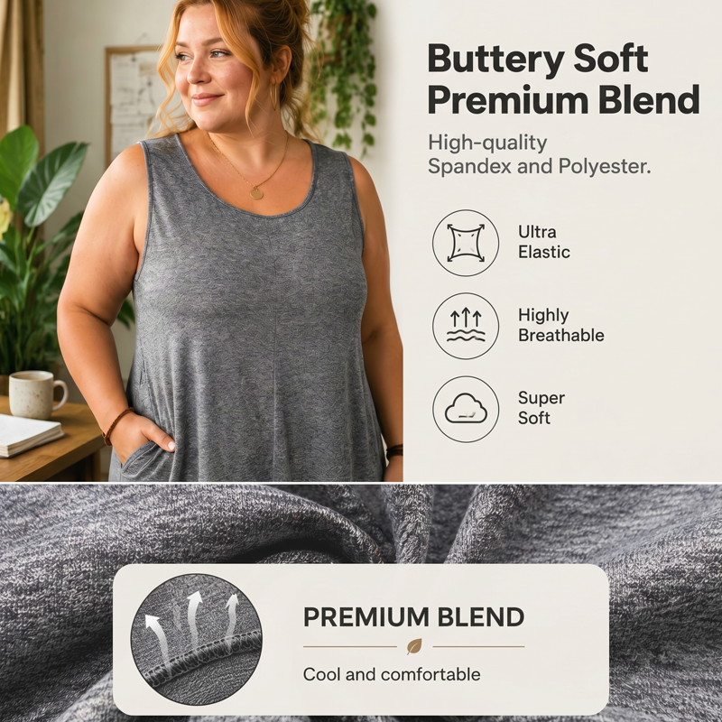 👗 TIDBEGRÄNSAD 50% RABATT! 💥 Ärmlös jumpsuit i plusstorlek med fickor för dam – Böljande, bekväm, mångsidig ✨