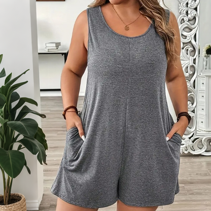👗 TIDBEGRÄNSAD 50% RABATT! 💥 Ärmlös jumpsuit i plusstorlek med fickor för dam – Böljande, bekväm, mångsidig ✨