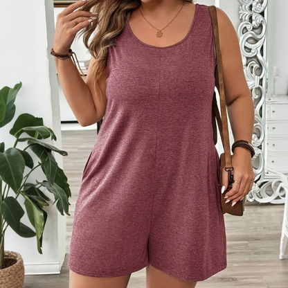 👗 TIDBEGRÄNSAD 50% RABATT! 💥 Ärmlös jumpsuit i plusstorlek med fickor för dam – Böljande, bekväm, mångsidig ✨