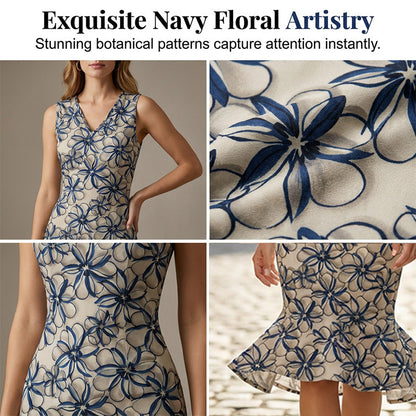 👗Elegant sommarklänning i midilängd med blommönster