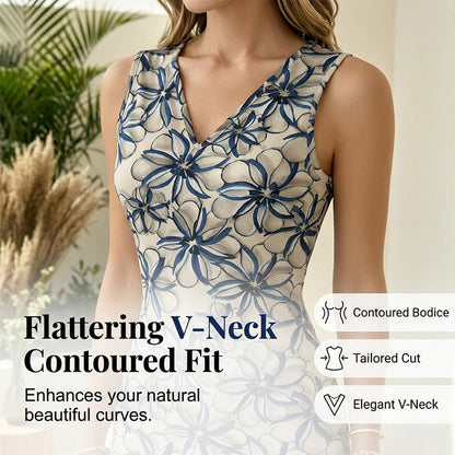 👗Elegant sommarklänning i midilängd med blommönster