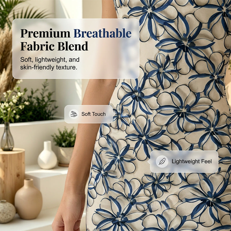 👗Elegant sommarklänning i midilängd med blommönster