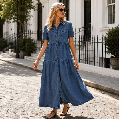 👗✨Vintage-maxiklänning i denim för damer – avslappnad vardagschic🔥