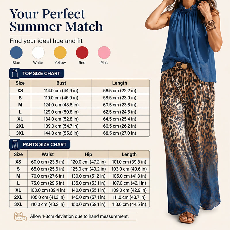 Chic halterneck leopardmönstrat byxset