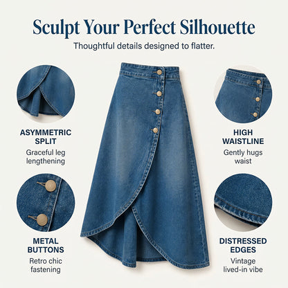 💙👗 Högmidjad asymmetrisk denimkjol