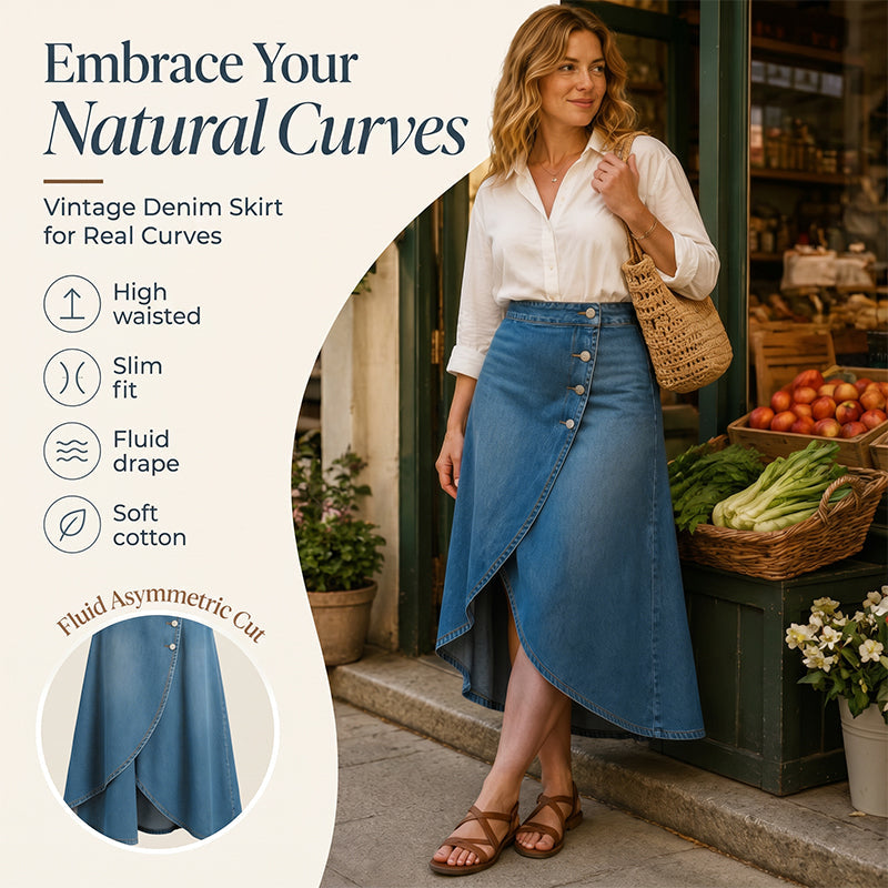 💙👗 Högmidjad asymmetrisk denimkjol