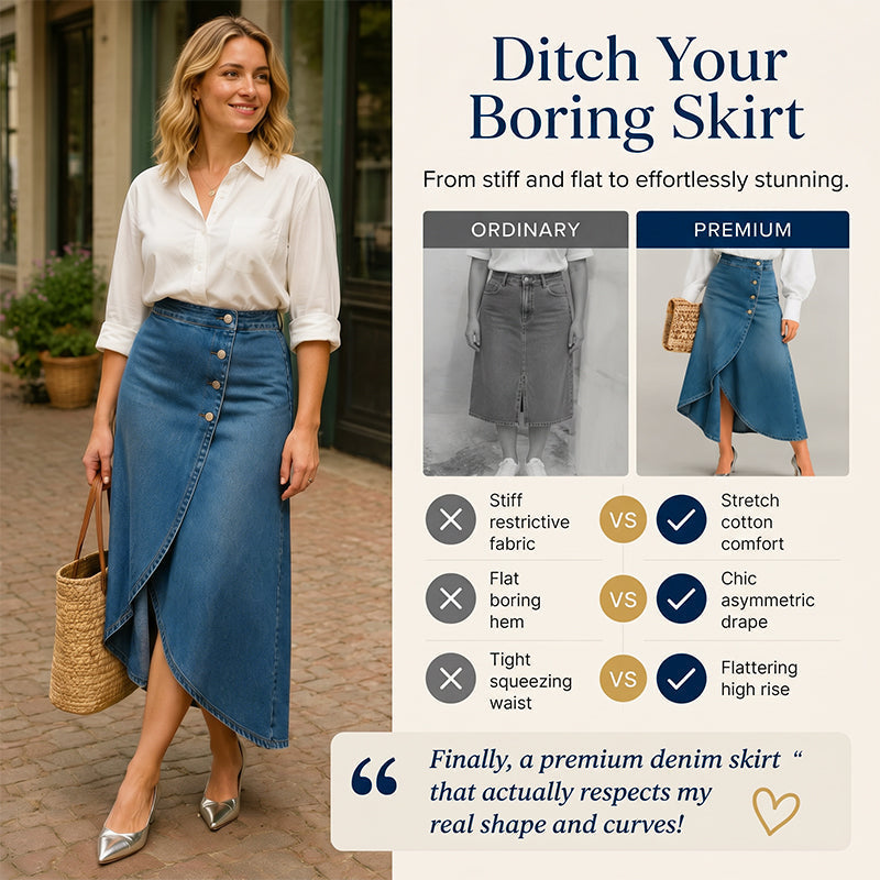 💙👗 Högmidjad asymmetrisk denimkjol
