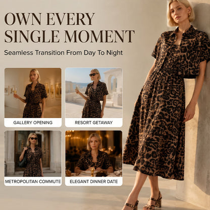💃 Leopardmönstrat tvådelat set för dam – topp & kjol, smickrande siluett & perfekt för middag, dejt & utekväll 🌙