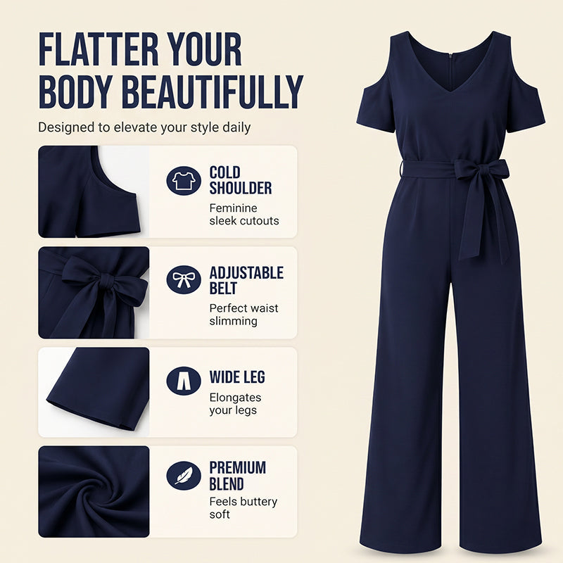 Elegant jumpsuit med bar axel för damer