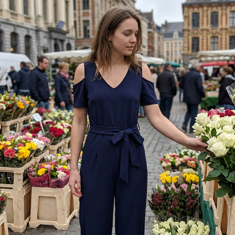 Elegant jumpsuit med bar axel för damer