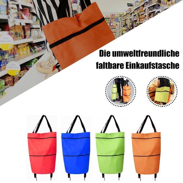 🧳 2‑i‑1 Hopfällbar Shoppingvagn – Stor Kapacitet & Slitstarkt Oxford-tyg – Perfekt för Matbutik, Marknad, Camping & Resor 🌿