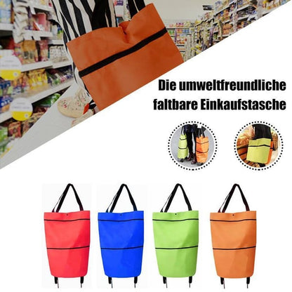 🧳 2‑i‑1 Hopfällbar Shoppingvagn – Stor Kapacitet & Slitstarkt Oxford-tyg – Perfekt för Matbutik, Marknad, Camping & Resor 🌿
