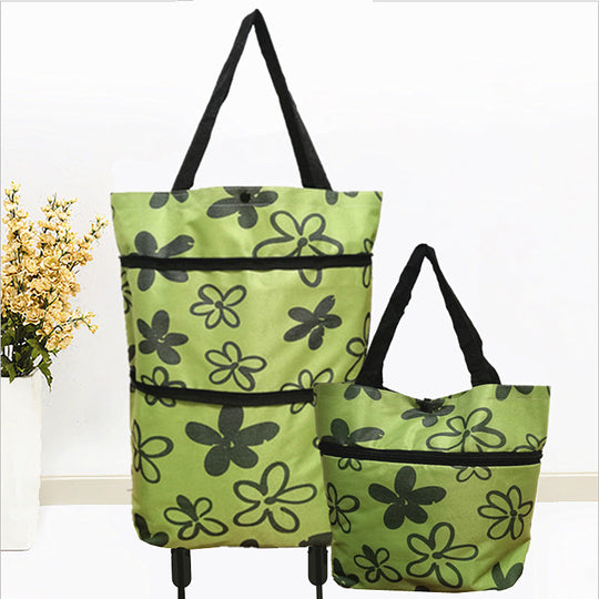 🧳 2‑i‑1 Hopfällbar Shoppingvagn – Stor Kapacitet & Slitstarkt Oxford-tyg – Perfekt för Matbutik, Marknad, Camping & Resor 🌿