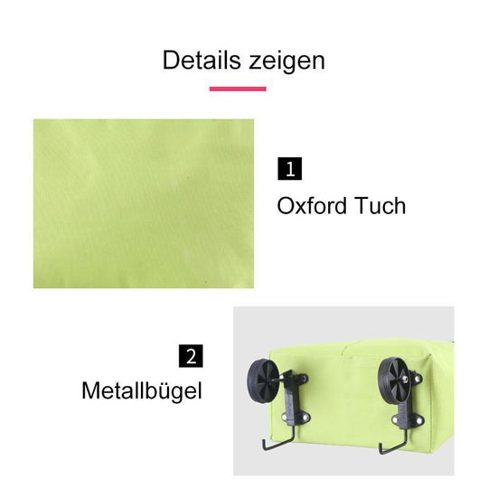 🧳 2‑i‑1 Hopfällbar Shoppingvagn – Stor Kapacitet & Slitstarkt Oxford-tyg – Perfekt för Matbutik, Marknad, Camping & Resor 🌿