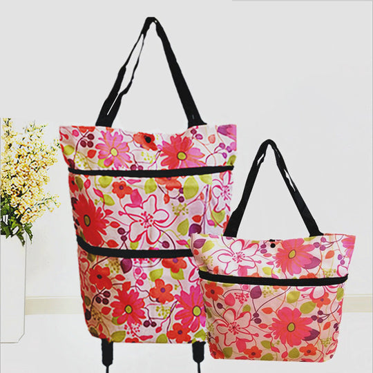 🧳 2‑i‑1 Hopfällbar Shoppingvagn – Stor Kapacitet & Slitstarkt Oxford-tyg – Perfekt för Matbutik, Marknad, Camping & Resor 🌿
