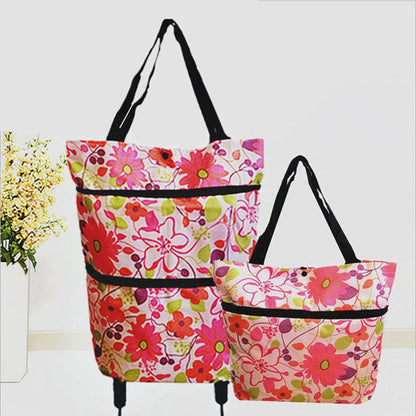 🧳 2‑i‑1 Hopfällbar Shoppingvagn – Stor Kapacitet & Slitstarkt Oxford-tyg – Perfekt för Matbutik, Marknad, Camping & Resor 🌿