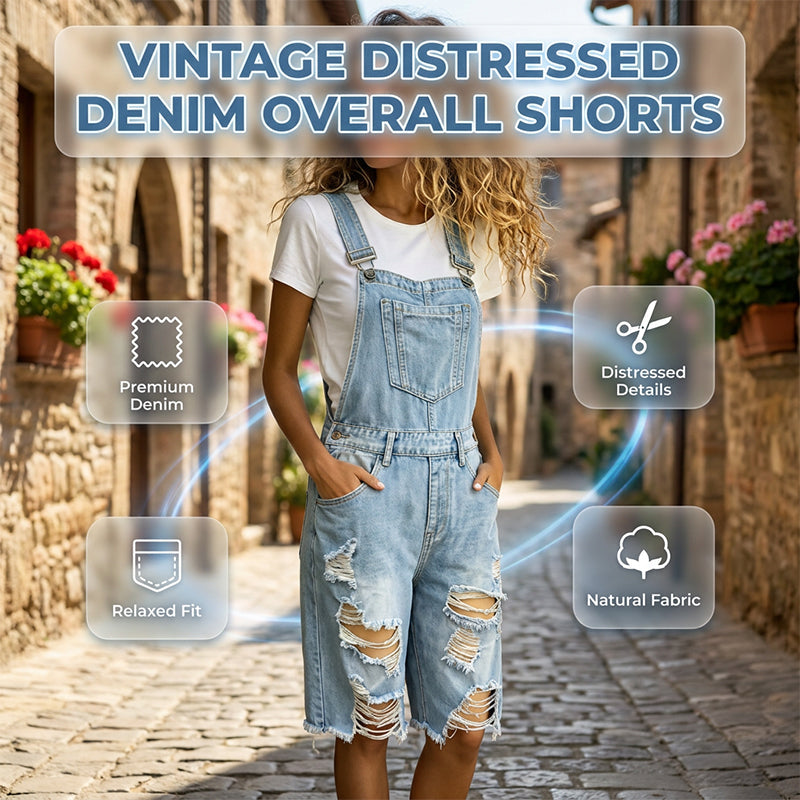 🩳 BEGRÄNSAD TID 50% RABATT! 💥 Damernas slitna denim-overall-shorts – Repad design, flera fickor, casual ✨