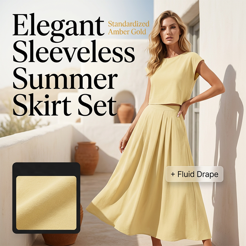 👗🌿 Ärmlöst maxikjolset med veck och fickor