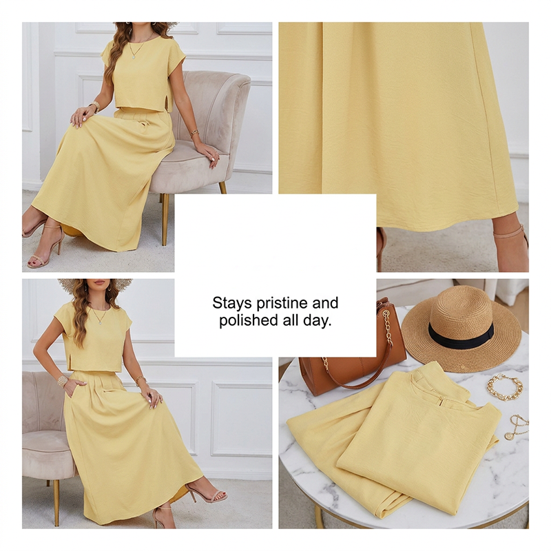 👗🌿 Ärmlöst maxikjolset med veck och fickor
