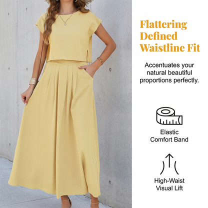 👗🌿 Ärmlöst maxikjolset med veck och fickor
