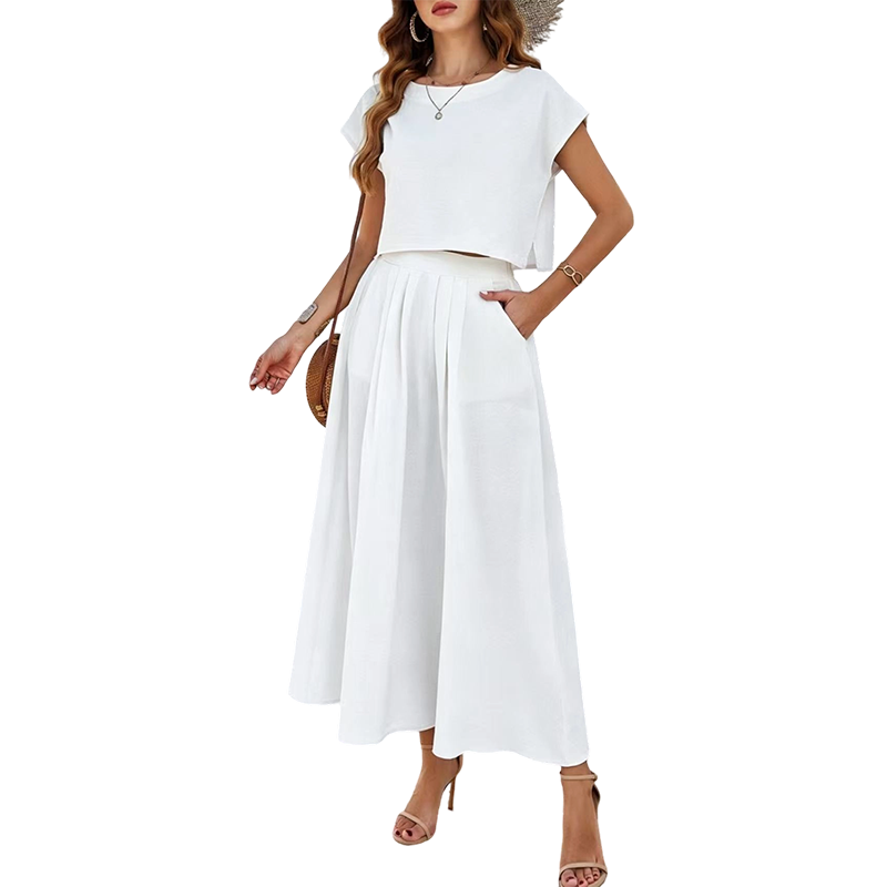 👗🌿 Ärmlöst maxikjolset med veck och fickor