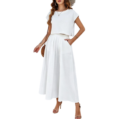 👗🌿 Ärmlöst maxikjolset med veck och fickor