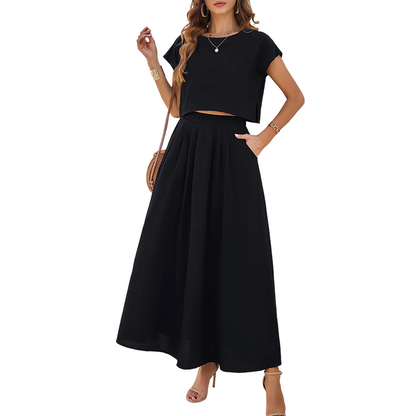 👗🌿 Ärmlöst maxikjolset med veck och fickor