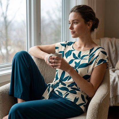 Elegant tvådelat set med mönster för damer