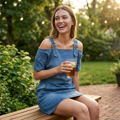 👗 50 % RABATT JUST NU! ⌛ Denimklänning för dam med justerbara spännen och fickor – Mjuk denim och avslappnad passform – Praktiska fickor, perfekt för vardagsbruk eller sommarutflykter 🌸✨
