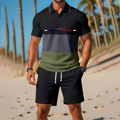 🏆SISTA DAGEN 50% RABATT🔥Herr Sommar Andningsbar Skjorta och Shorts Set
