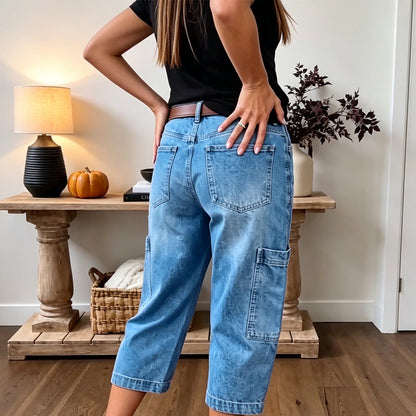 📢Mellanårsrea: 50 % rabatt – endast under en begränsad tid ⏰Korta, stretchiga jeansbyxor för dam i casual-stil
