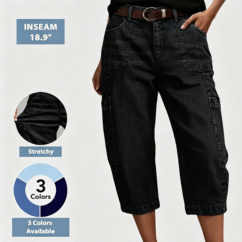 📢Mellanårsrea: 50 % rabatt – endast under en begränsad tid ⏰Korta, stretchiga jeansbyxor för dam i casual-stil