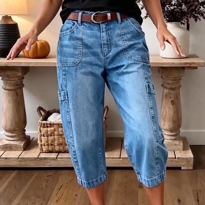 📢Mellanårsrea: 50 % rabatt – endast under en begränsad tid ⏰Korta, stretchiga jeansbyxor för dam i casual-stil