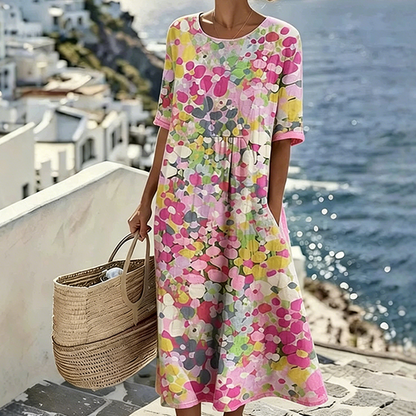 Löst sittande klänning med blommönster för damer