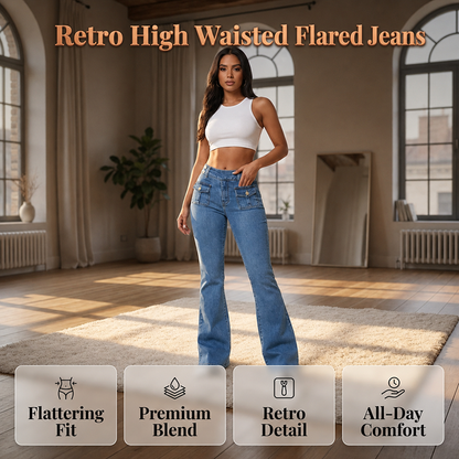 Jeans med hög midja och utsvängda ben för damer
