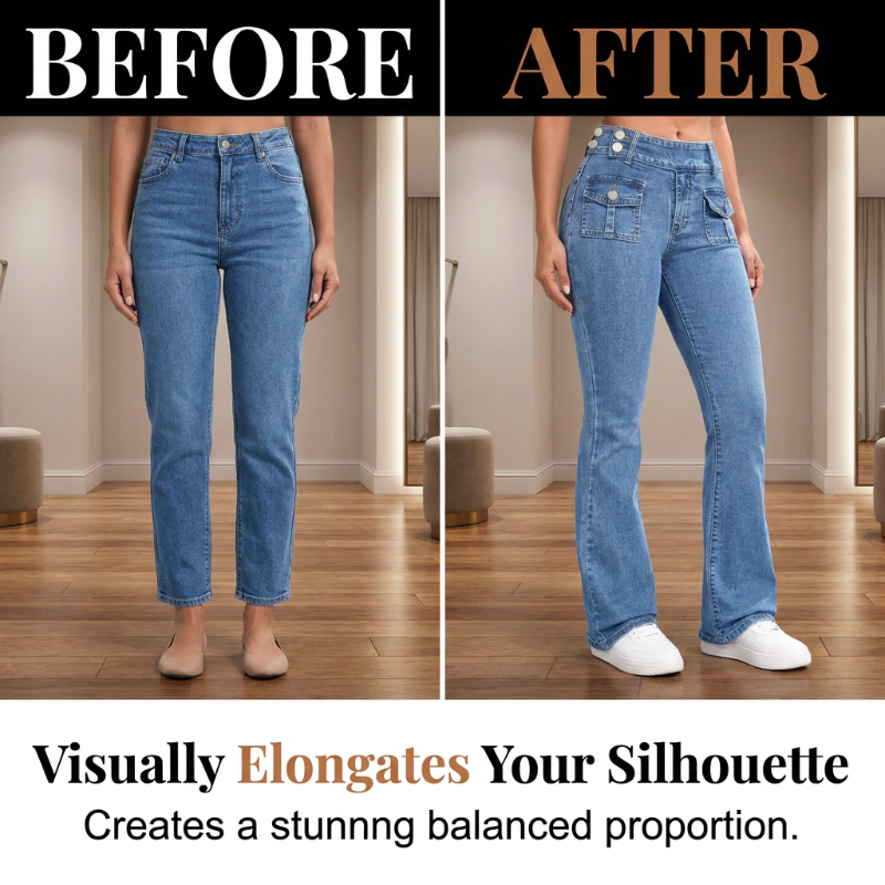 Jeans med hög midja och utsvängda ben för damer