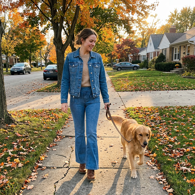 Jeans med hög midja och utsvängda ben för damer