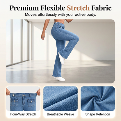 Jeans med hög midja och utsvängda ben för damer