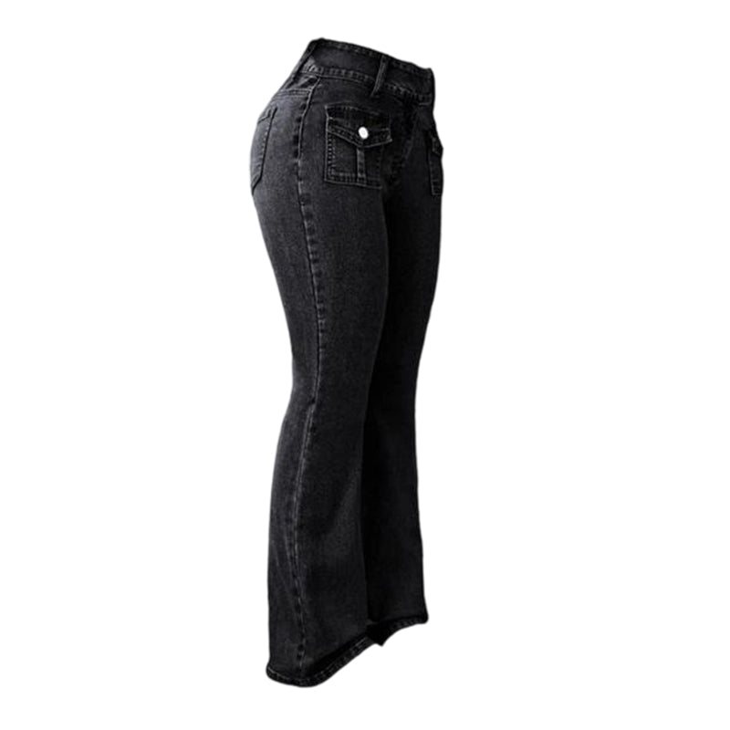 Jeans med hög midja och utsvängda ben för damer