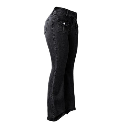 Jeans med hög midja och utsvängda ben för damer