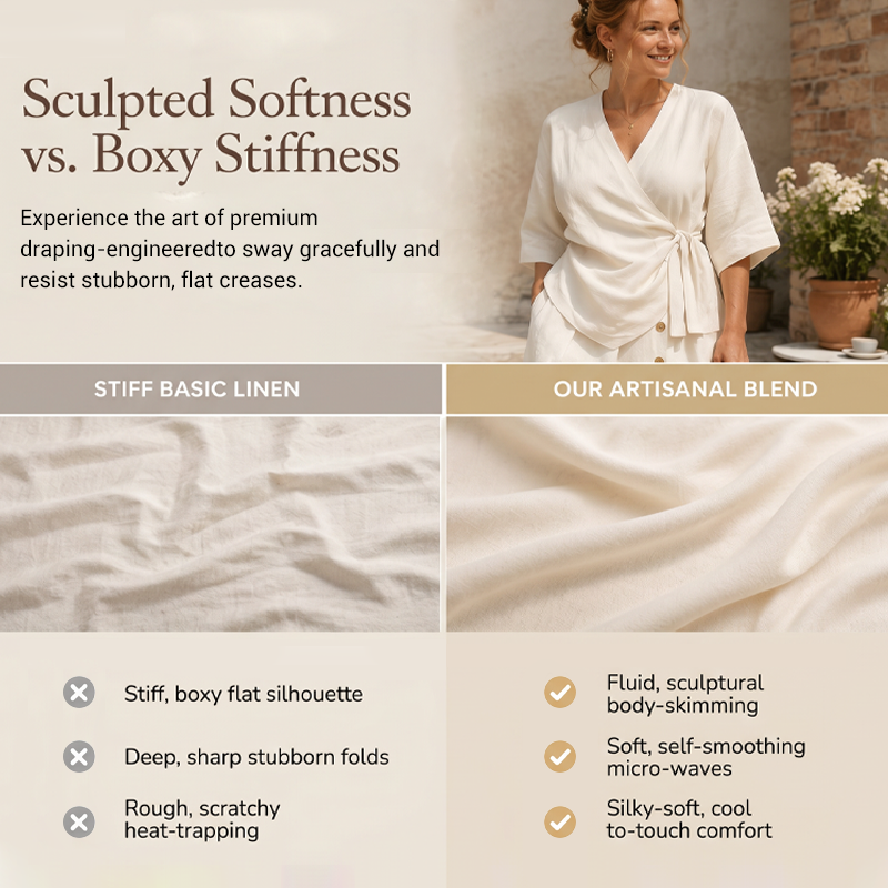 Set med avslappnad wrap-top och kjol med knappar på sidan för damer