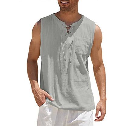 Ärmlös, snörbar tanktop i casualstil för män