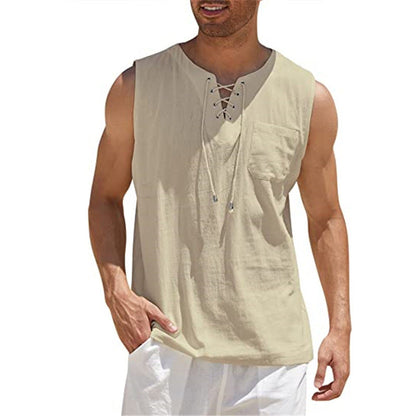 Ärmlös, snörbar tanktop i casualstil för män