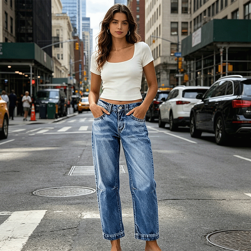 Elastiska klassiska jeans för damer