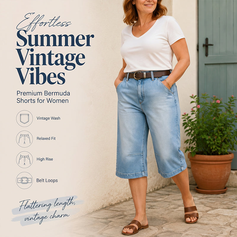 Bermudashorts i denim med avslappnad passform för damer