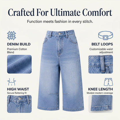 Bermudashorts i denim med avslappnad passform för damer