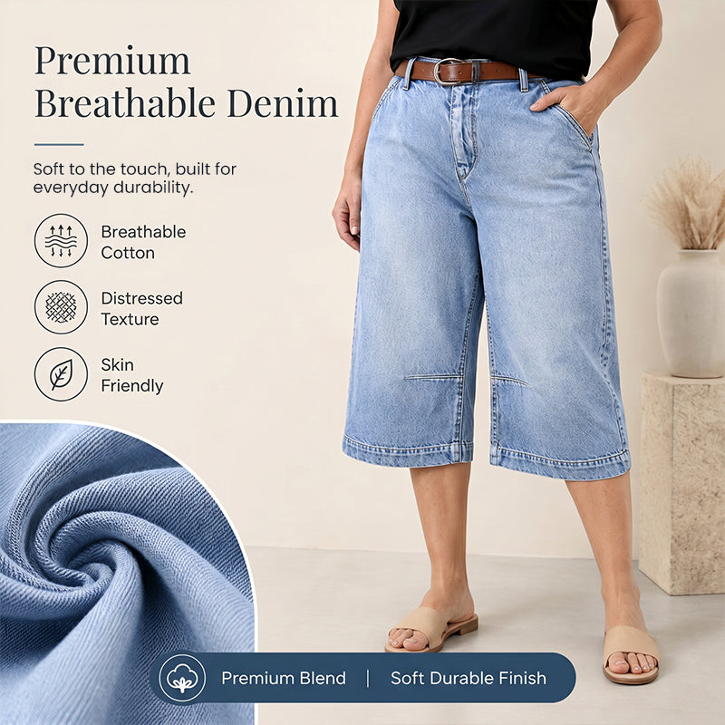 Bermudashorts i denim med avslappnad passform för damer