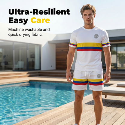 🕶️ Herr casual set – T-shirt & shorts i avslappnad passform, enkelt att matcha med sneakers, perfekt för lata dagar & utflykter 🏖️