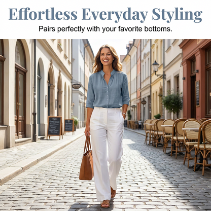 👚🌸 Elegant casual topp med mandarin-krage och prickveck