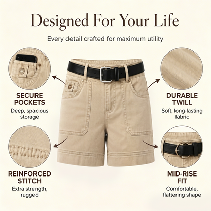 📢📢40 % RABATT !! ⏰Damshorts Avslappnade Stretch med Nyttofickor